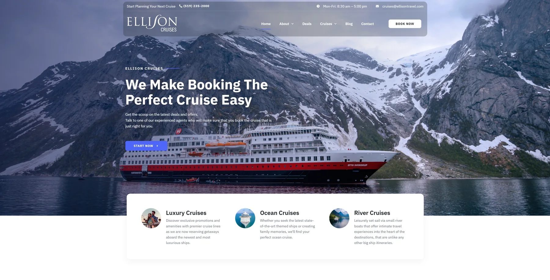 Dark editorial website design shown across desktop and mobile screens.