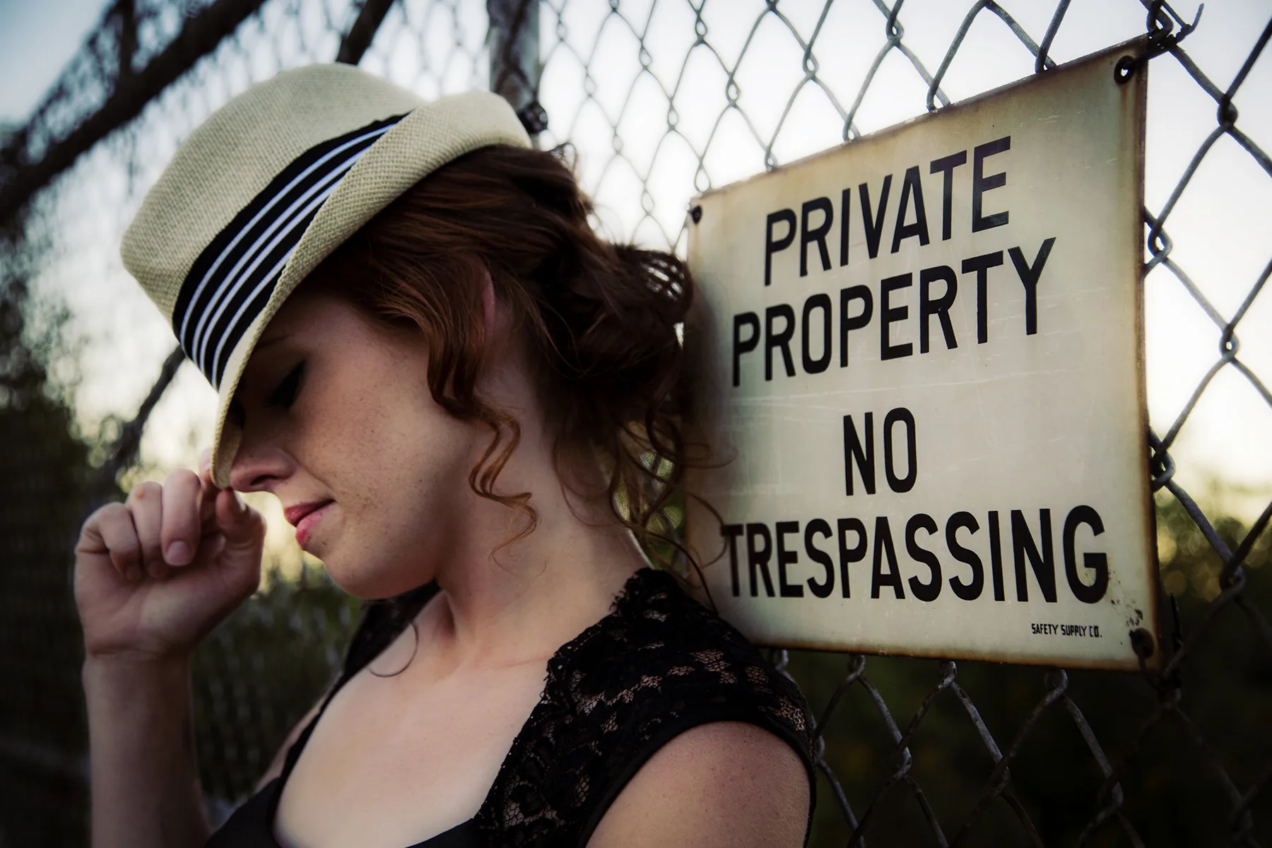 Fashion editorial portrait photographed outdoors.