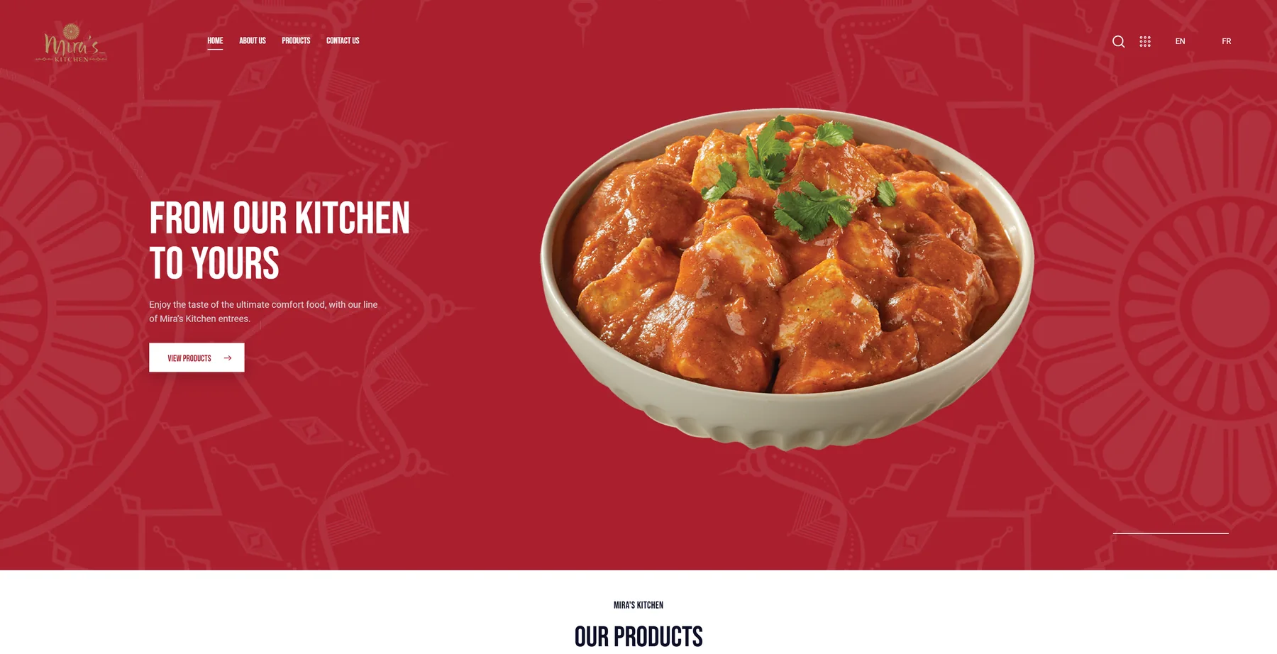 Warm restaurant website concept displayed on desktop and mobile screens.
